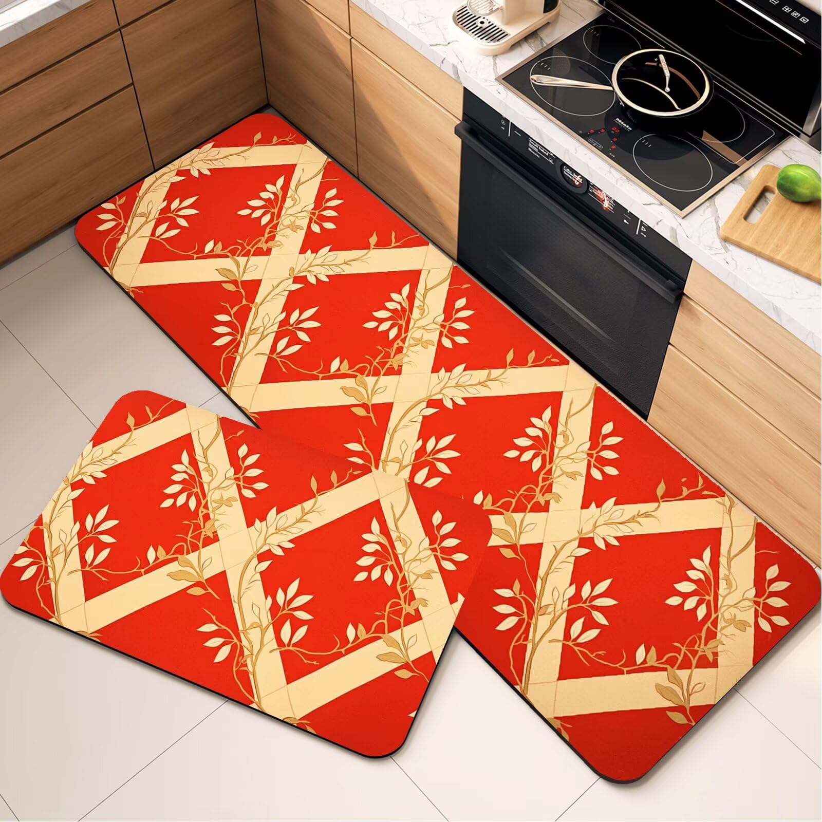 Alfombra de cocina para pasillo y comedor juego de 2 tapetes lavables 80x120 y 80x240 cm