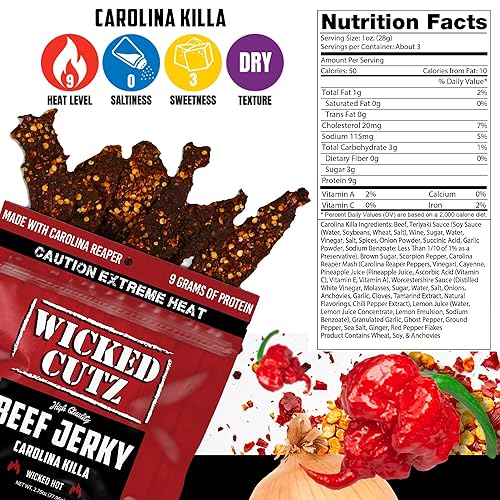 Miniatura 9 de Carne seca original con pimienta, tierna, sabrosa, fácil de masticar, cecina artesanal prémium con 1.27 oz de proteína por bolsa, aperitivos altos