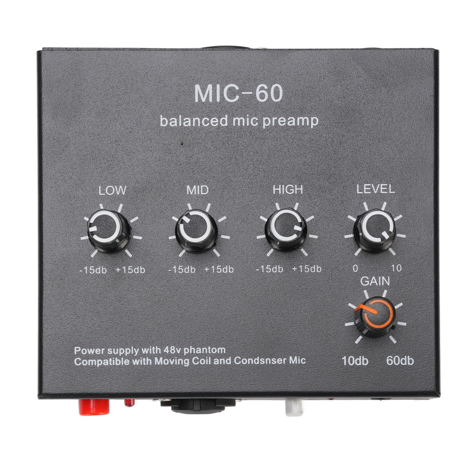 Préampli Microphone avec Gain 60dB et Alimentation 48V, Préamplificateur Micro 3 Canaux XLR 3,5mm 6,35mm pour Condensateur Dynamique, Câble XLR Inclus
