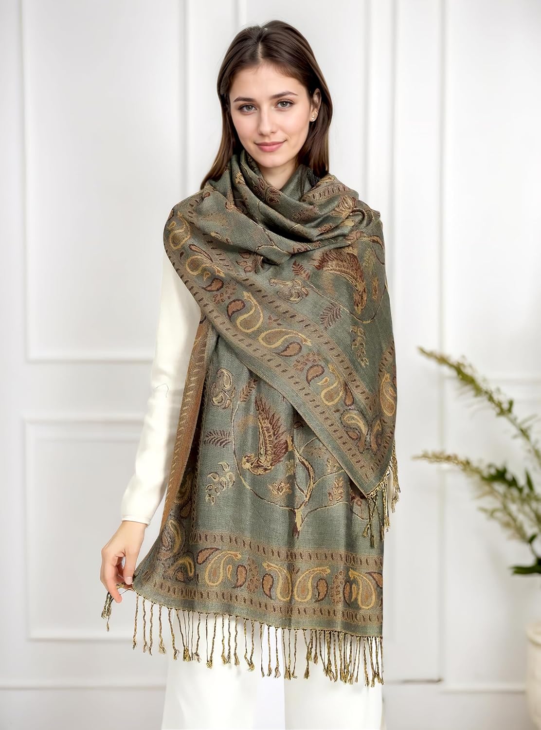 Achillea Reversible Festival Pashmina Rave Scarf, Shawls and Wraps for Evening Dress, Indian Scarves for Women - Image 4