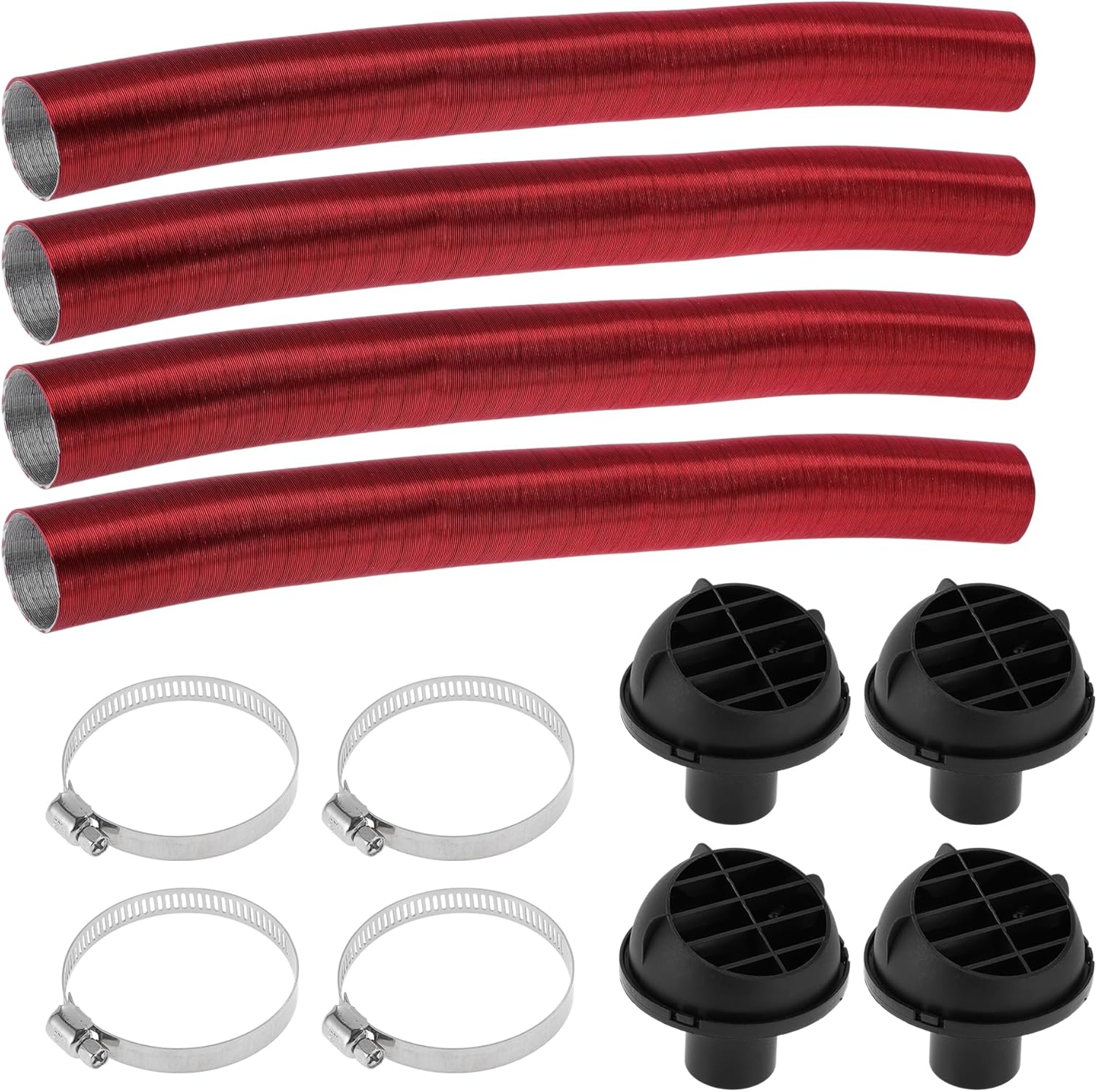 42mm Dia 100cm Car Heating Duct Kit Warm Air Duct Pipe Hose Set for Diesel Heating Red