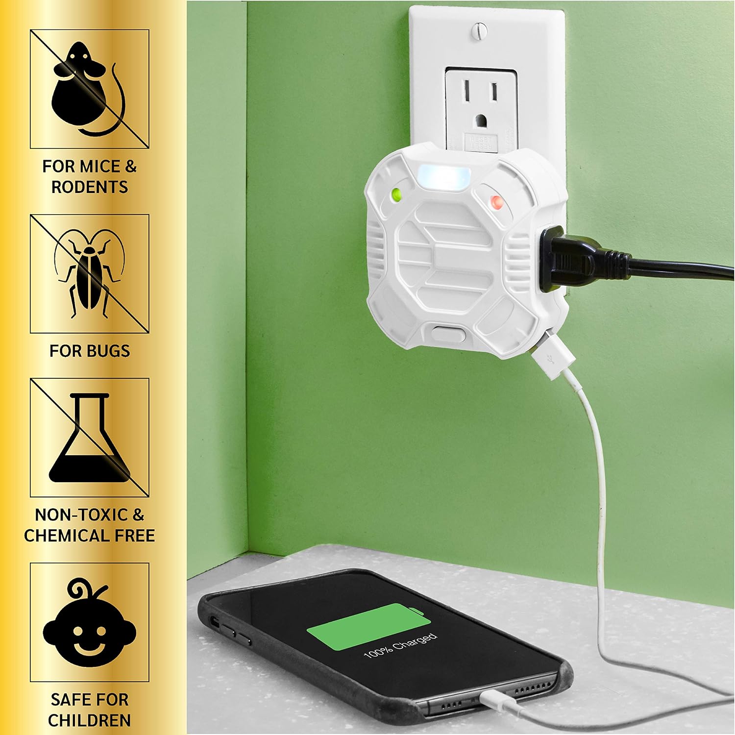 Riddex X Plus Insect Repellent - Plug in, Mouse Deterrent - Pest Reject for Defense Against Rats, Mice, Roaches, Bugs and Insects - Control Pests with No Chemicals or Poison