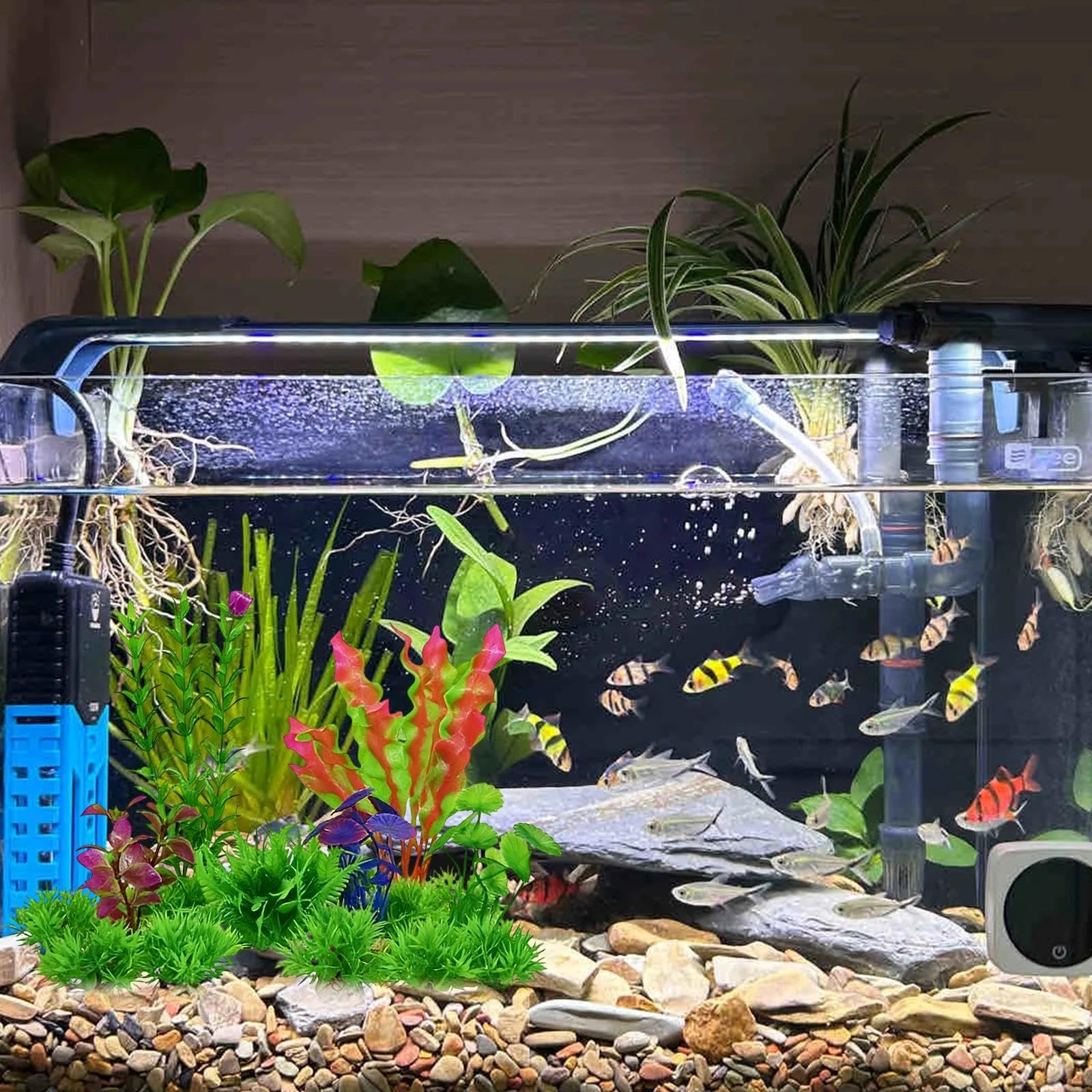 16-teiliges Aquarium Pflanzen Set – Künstliche Wasserpflanzen Aus PP, 4 Größen (20–5 Cm), Beschwert, Farbecht – Für Süß- & Salzwasser