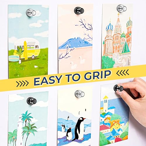 Miniatura 48 de VNDUEEY 12 imanes negros para nevera, imanes de pizarra blanca, imán pequeño y fuerte para pizarra, oficina, aula, cocina