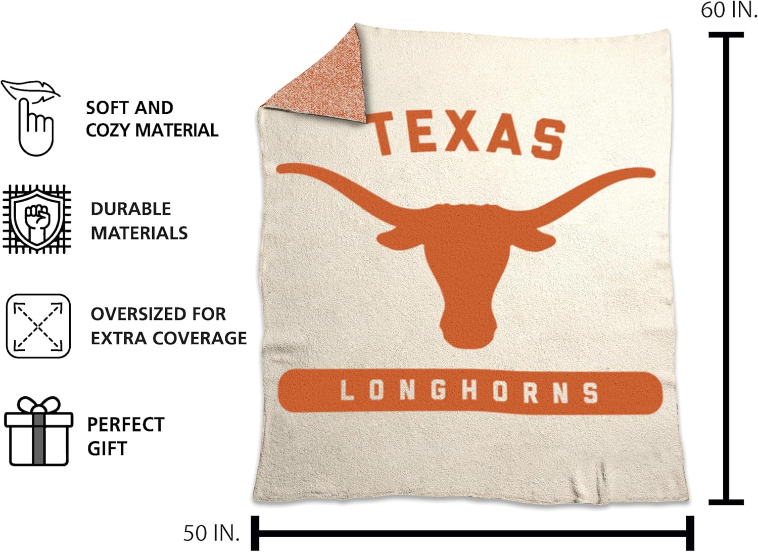 Logo Brands NCAA Luxe Dreams Blanket -Ultra-Soft & Cozy Plush Prime Fleece – 60” x 70” – Team Color Logo – Durable & Warm for Tailgating, Couch, or Game Day