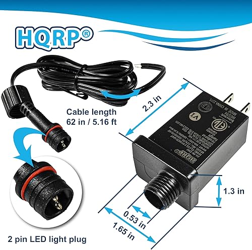 Miniatura 2 de HQRP Fuente de alimentación de clase 2 de 12 V, 1 A, 12 W, con cable de extensión, IP44, impermeable, de bajo voltaje, transformador LED de repuesto