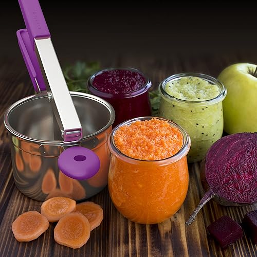 Miniatura 6 de Ricer de patatas de acero inoxidable con 3 discos de finura intercambiables, herramienta de cocina para puré de papas, triturador de arroz de