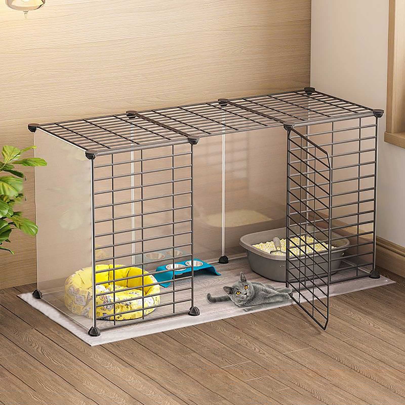Katzenkäfig - Katzengehege, Katzenauslauf, Frettchenkäfig für drinnen, Hundekäfige für kleine Hunde, Katzenzwinger für drinnen, abnehmbare Metall-Katzenkäfige, leicht zu reinigen - großer Au