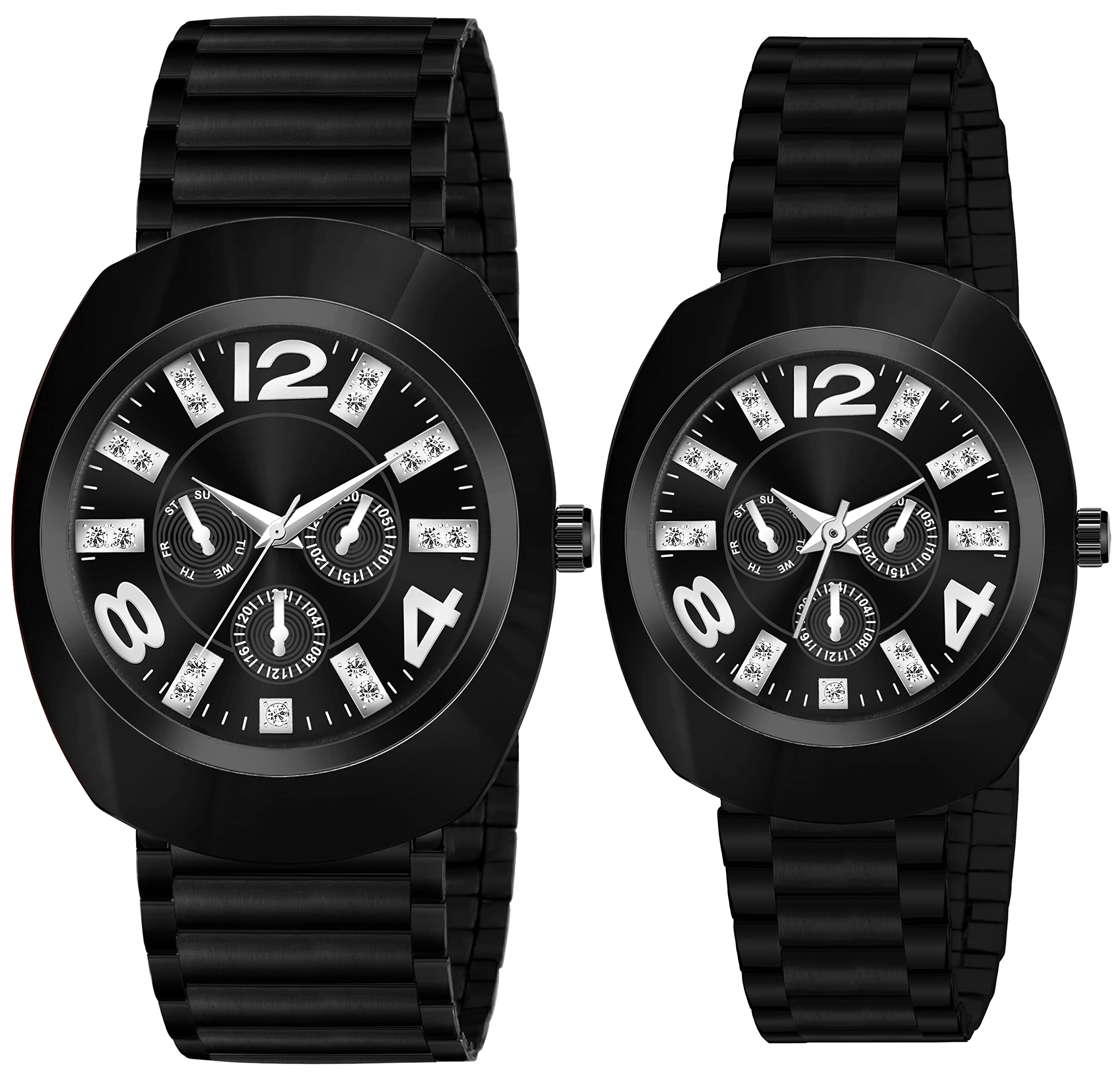 just likeDiamond Dial Gold Plating Stainless Steel Strap Analog Wrist Watch for Couple