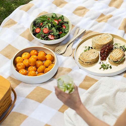 Miniatura 6 de LEXA Bamboo Salad Bowl 12 Inch Extra Large Serving Bowl, Lightweight Popcorn Bowl or Chip Bowl for Party Snacks, Handcrafted Salad Bowls Large