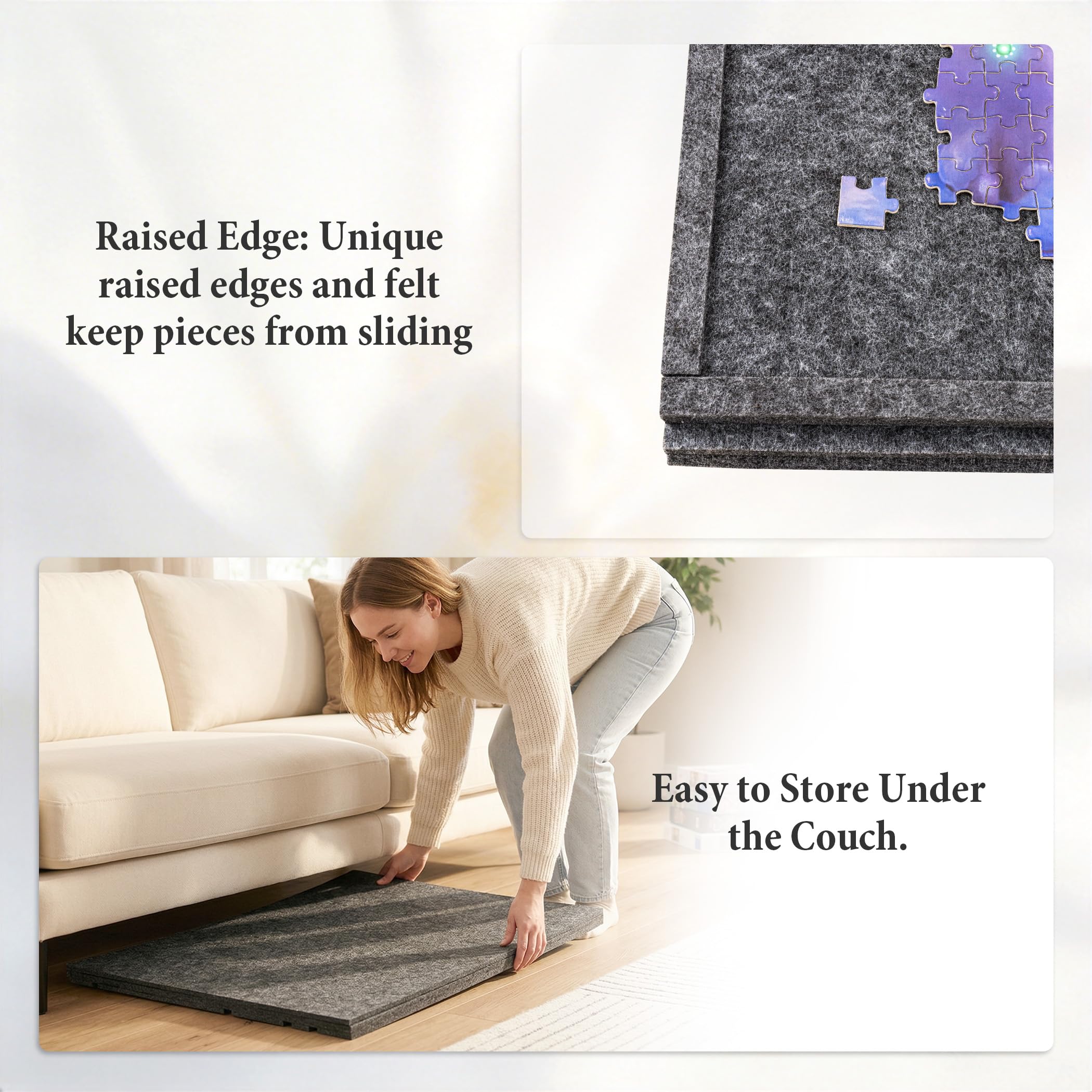 Planche de puzzle inclinable de 1500 pièces avec support et housse 2 en 1, table de rangement en feutre avec 3 angles réglables, légère et portable