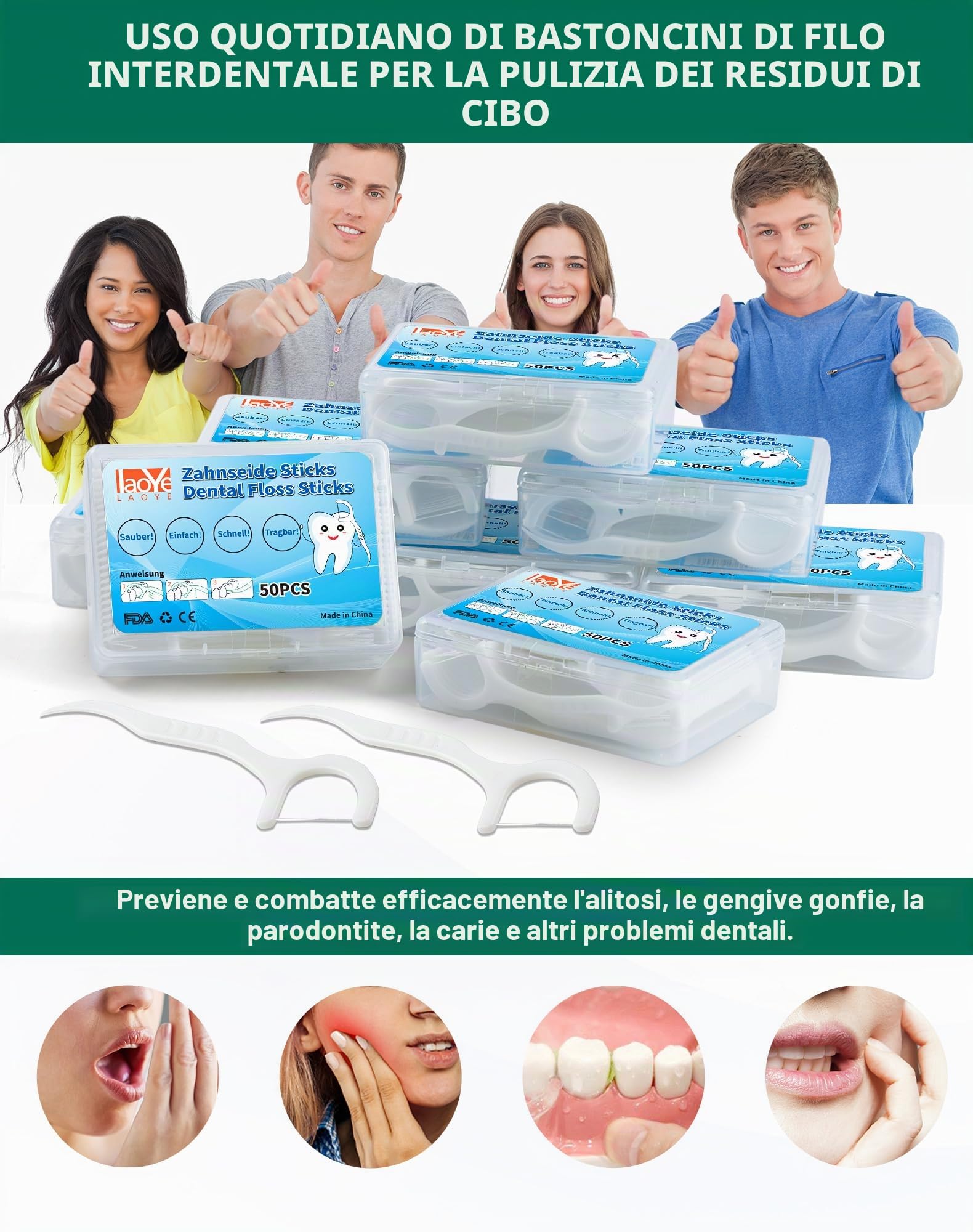 Filo Interdentale 400 Pezzi Fili Interdentali per la Cura dei Denti con Stuzzicadenti, Filo Interdentale Usa e Getta per la Pulizia dei Denti Mantiene La Bocca Fresca e Pulita per Tutta Famiglia