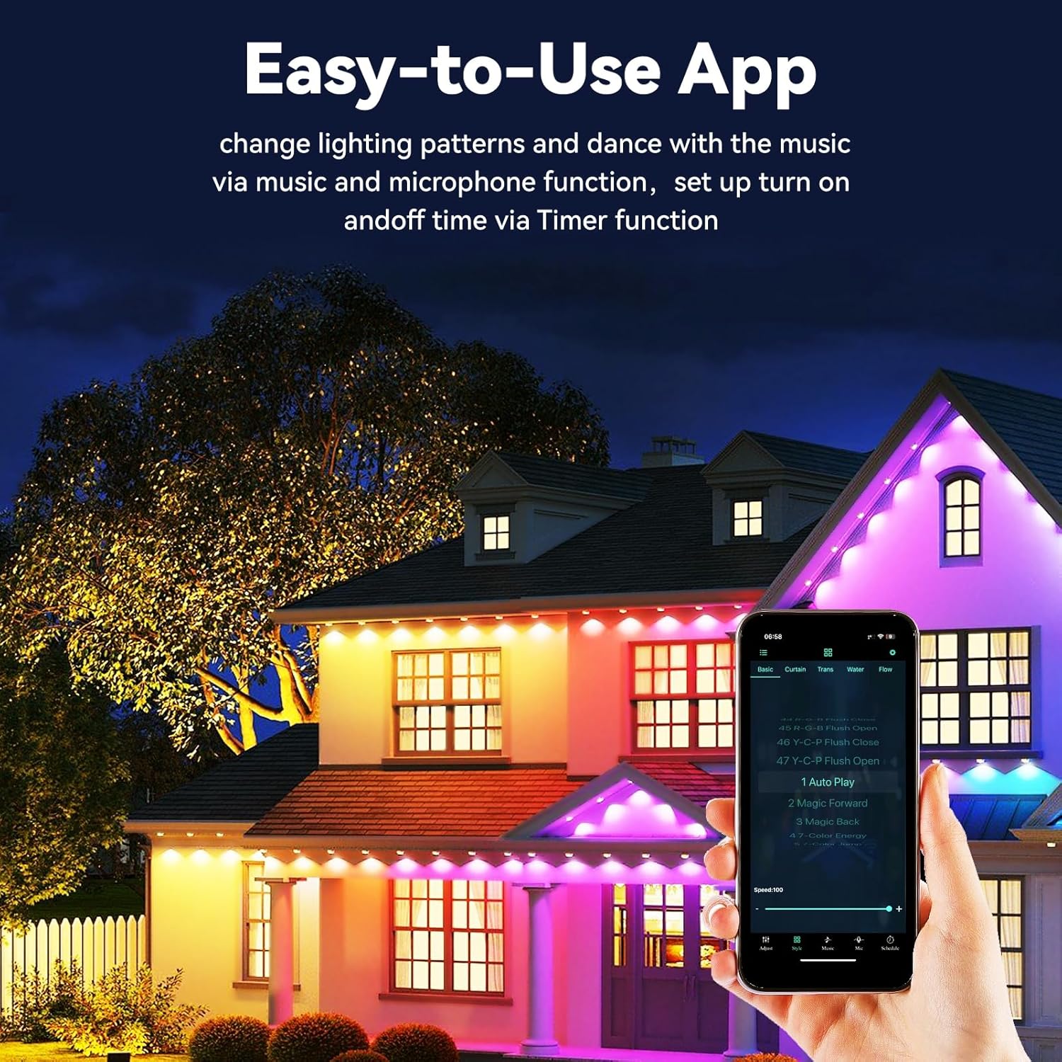 Permanent Outdoor Lights for House, Smart Outside christmas Lights with 72 Scene Modes,IP68 Waterproof Eaves Lights for Christmas All Holiday Decorations,Work with Alexa, Google Assistant (100 Ft) Permanent Outdoor Lights for House, Smart Outside christmas Lights with 72 Scene Modes,IP68 Waterproof Eaves Lights for Christmas All Holiday Decorations,Work with Alexa, Google Assistant (100 Ft)