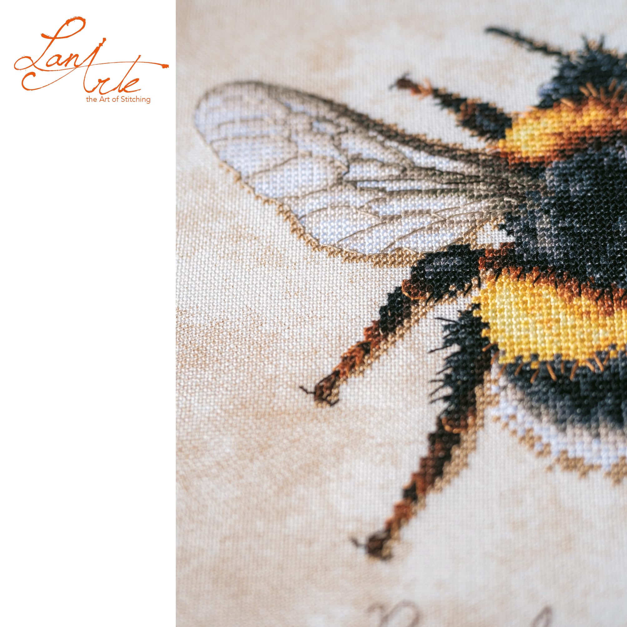 LANARTE Haft Krzyżykowy Liczony Zestaw Obraz do Haftu BOMBUS LUCORUM Zrób to Sam Zestaw Kreatywny dla Dorosłych Rękodzieło Artystyczne 21 x 21 cm Dekoracja Ścienna DIY Cross Stitch Kit