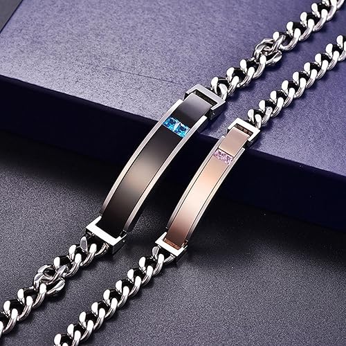 Miniatura 5 de Mens Womens Personalized Bracelets, Couples Stainless Steel Bracelet with Custom Engraving for Friendship Relationship, Matching Couple Jewelry Gift