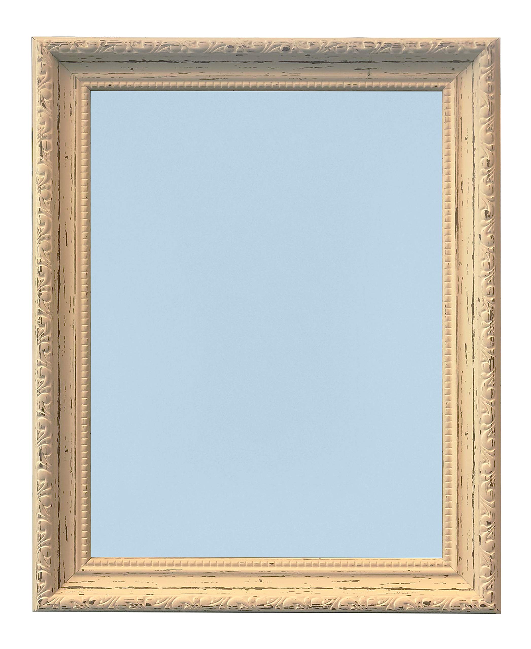 Shabby Chic Distressed White Photo Frame with Light Blue Backing Board 7 x 5 inch