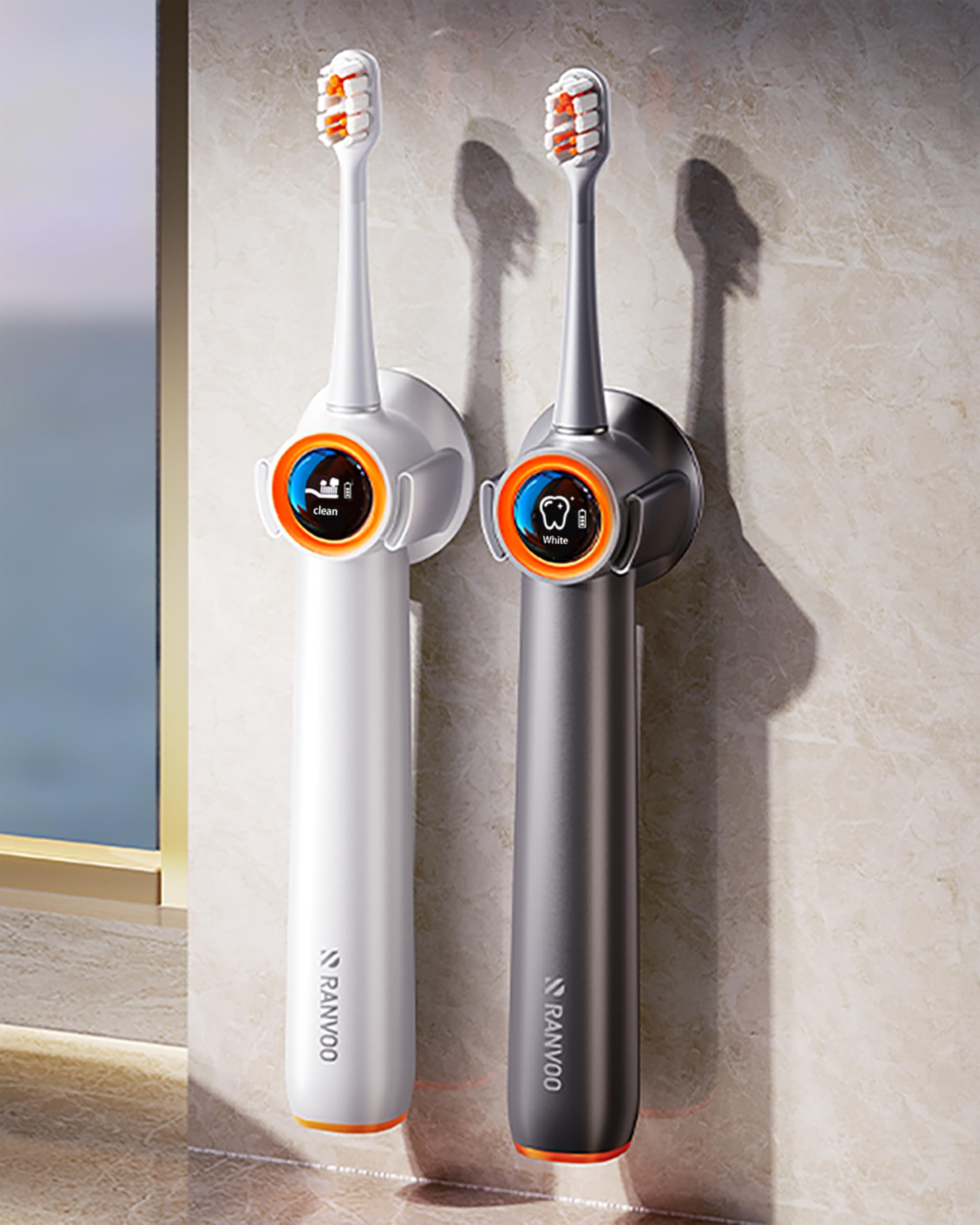 RANVOO AirJet Max Jet Clean Vibrating Flossing 2-in-1 Bubble Sonic Electric Toothbrush Plaque Removal White for Adult Protect