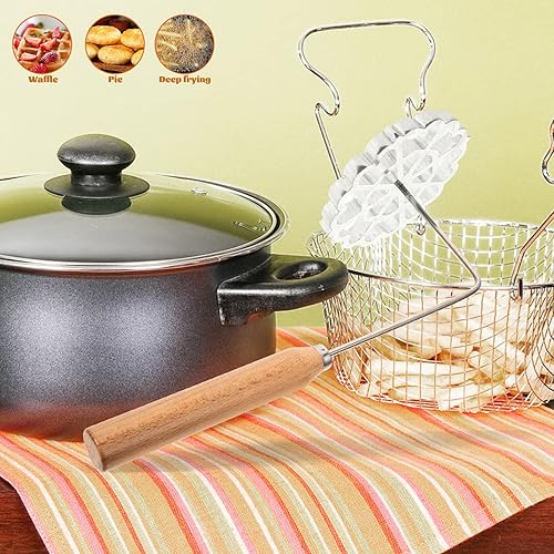 Miniatura 9 de Gatuida Molde Bunuelos con mango, para Buñuelos de Viento  Buñuelos Rosette Irons Waffle Mold Embudo Cake Ring Cookie Cutter Tool