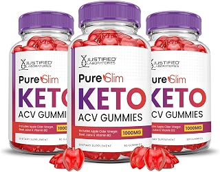 Justified Laboratories (3 Pack Pure Slim Keto ACV Gummies Advanced Formula 1000MG PureSlim Keto Gummies Apple Cider Vinegar Formulated with Pomegranate Beet Juice Powder B12 Vegan Non GMO 180 Gummys