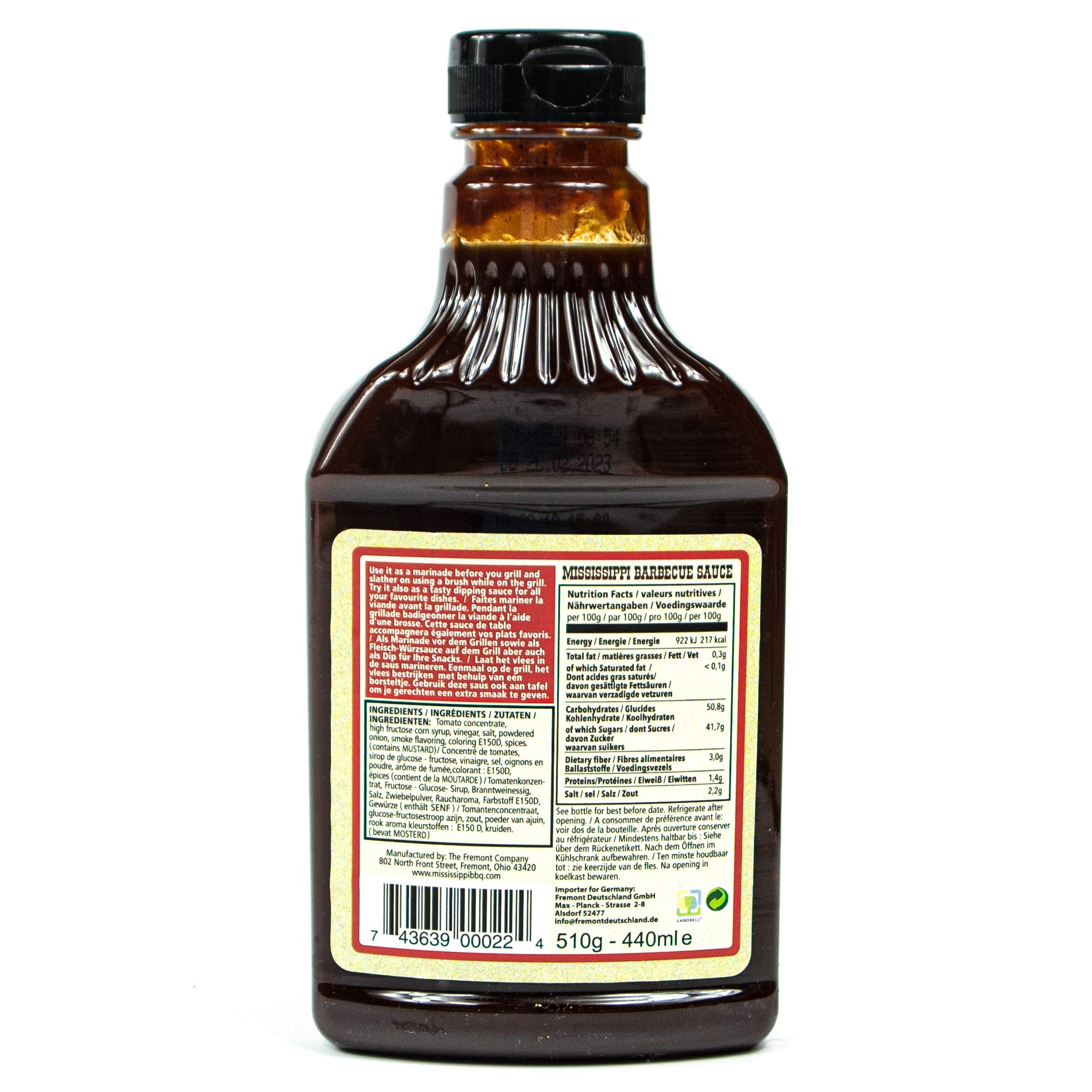 Mississippi - 5er Set Original Barbecue Sauce "Sweet'n Spicy" 510 g (440ml) - American BBQ Sauce (süß und scharf) - Premium Barbeque Würzsauce ideal als Grillsauce (auch zum Dippen und Marinieren)