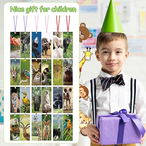 Miniatura 4 de Eaasty 120 marcapáginas para niños, safari a granel, bonitos marcadores con cintas para amantes de los libros, estudiantes, niños, niñas, escuela