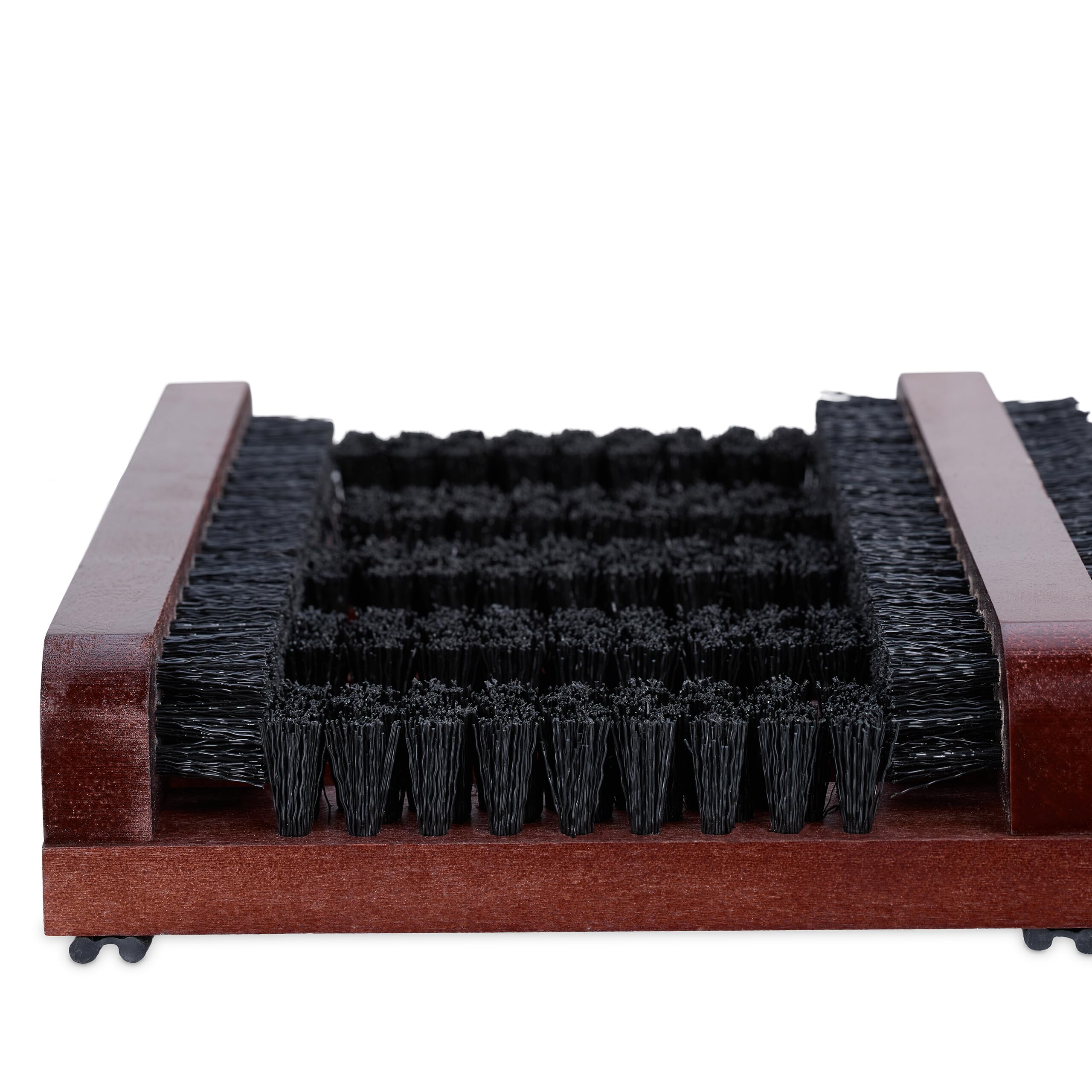 Relaxdays Cepillo Rascador para Zapatos, Antideslizante, Cerdas PP Resistente, Interior y Exterior, Madera, Marrón/Negro