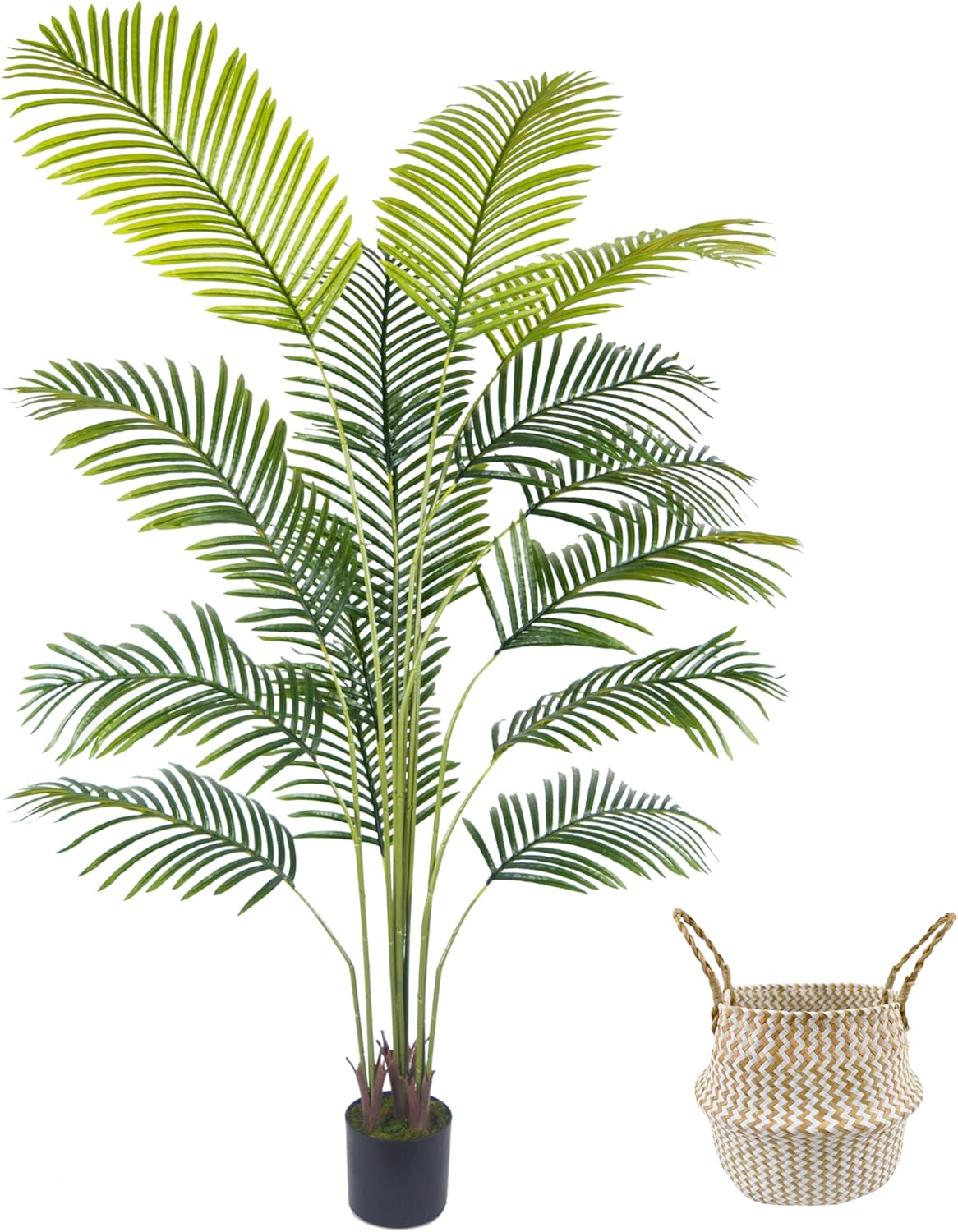 Artificial Palm Tree 6ft with Basket, Areca Palm Plant