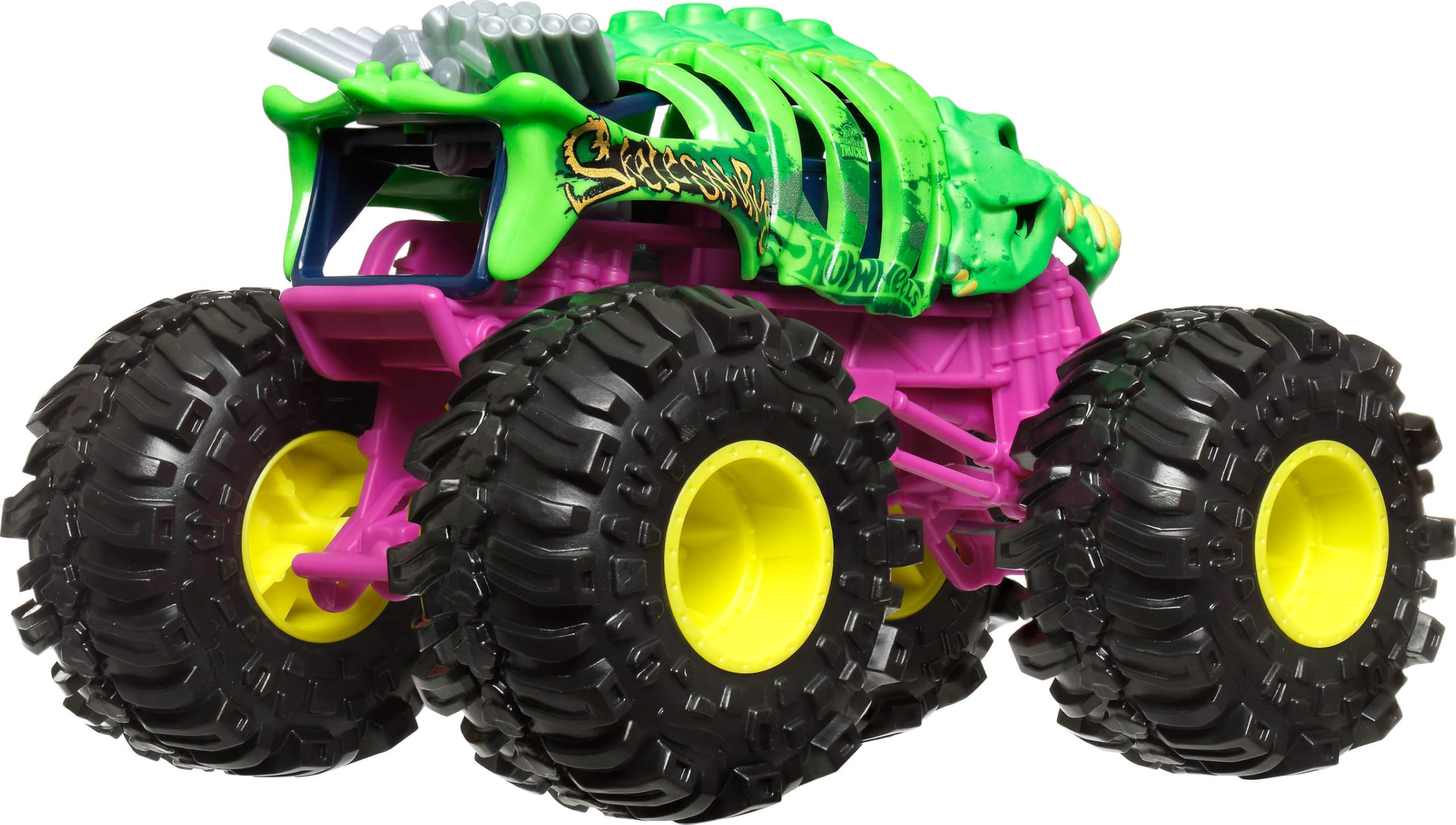 Hot Wheels Monster Trucks, Monster Truck de gran tamaño, camión de juguete fundido a escala 1:24 con ruedas gigantes y diseños geniales