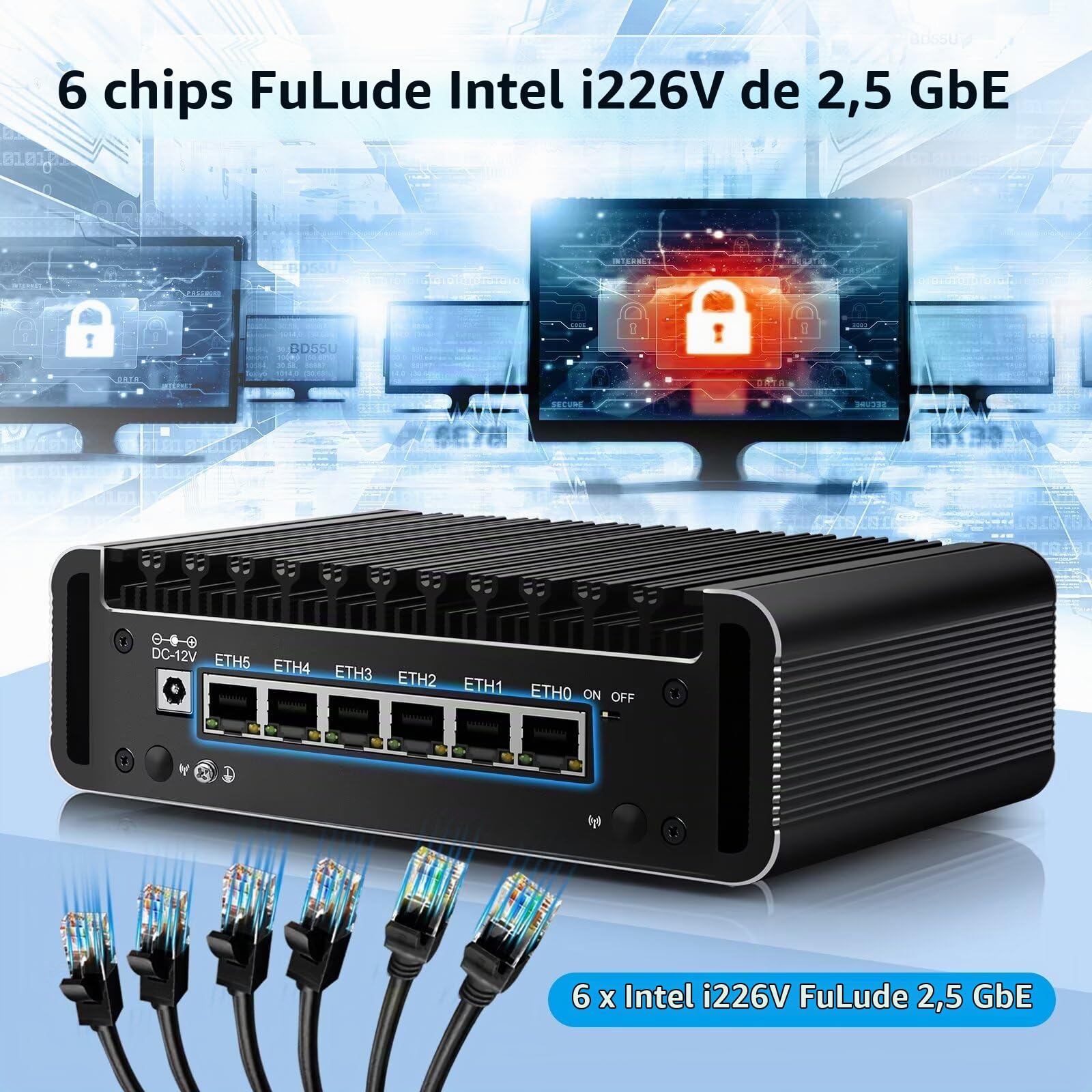 Firewall Mini PC N150 (N100 Upgrade), DDR5 8GB RAM 128GB NVMe SSD, 6 x 2.5GbE i226V LAN Fanless Computer Hardware, Micro Router Appliance, AES-NI, OPNsense, TypeC Port, TF Card Slot