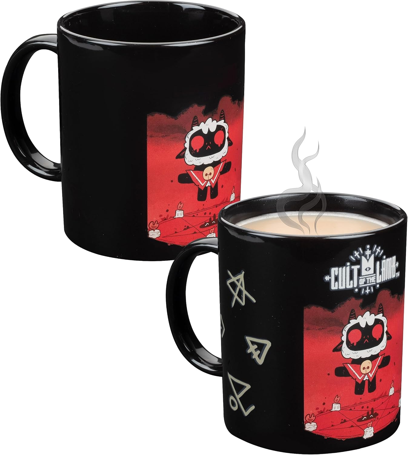 SCS Direct Cult of The Lamb Heat Reveal Coffee Mug, 11oz - Game Logo Design Activates w/Hot Liquids - Officially Licensed Video Game Merchandise - Collectible Gift For Kids, Teens & Adults - Ceramic