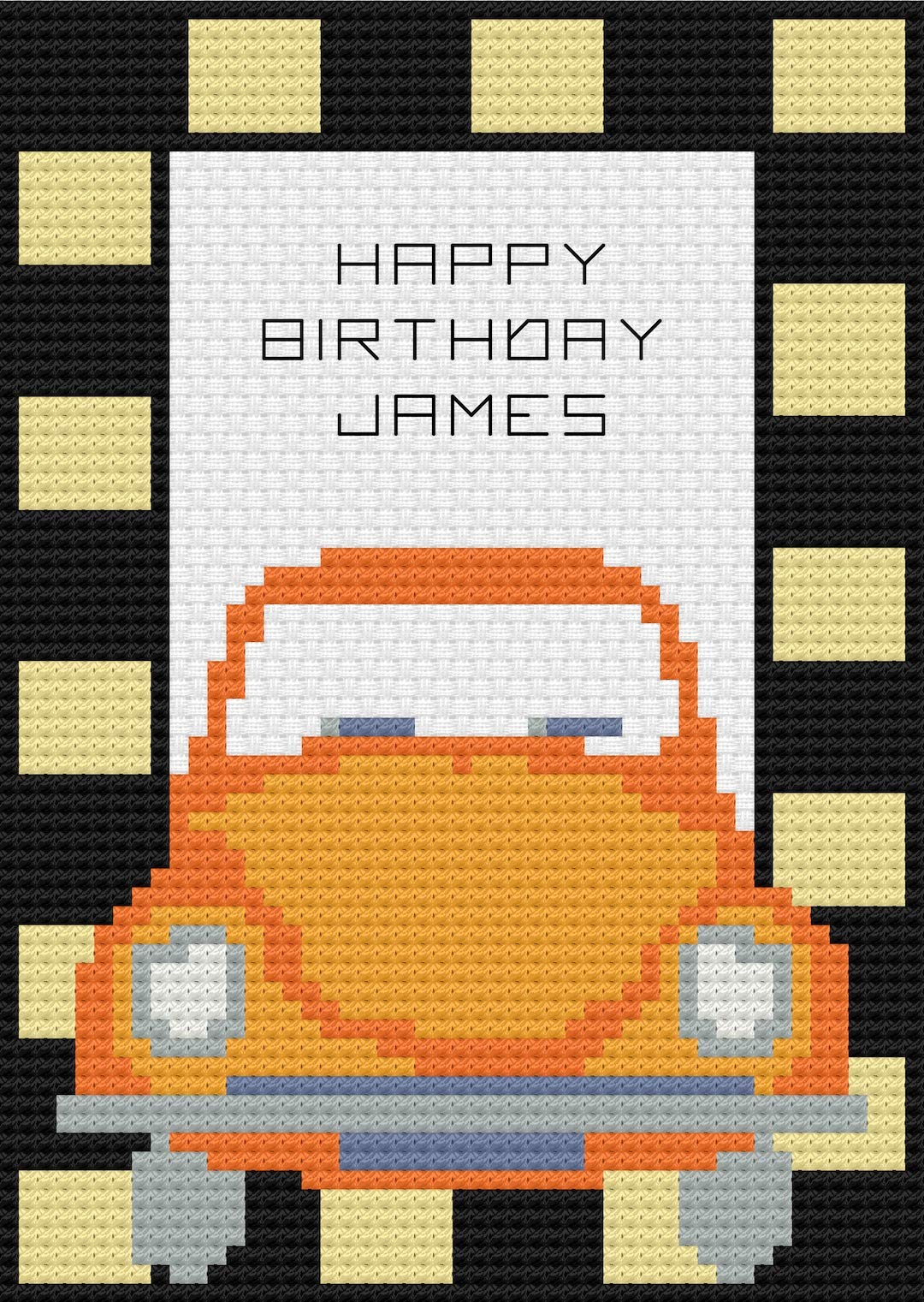Florashell Needlecrafts Gold Car Birthday Card Cross Stitch Kit