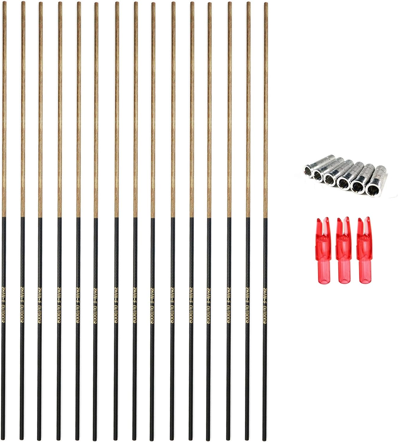 12 Pack Arrow Shafts 340 Spine 28Inch Archery Carbon Hunting Arrows with Aluminum