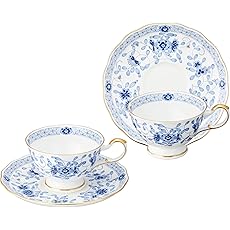 NARUMI(ナルミ) カップ ソーサー セット ミラノ ブルー 210cc 2客セット ティー 日本製 9682-21734