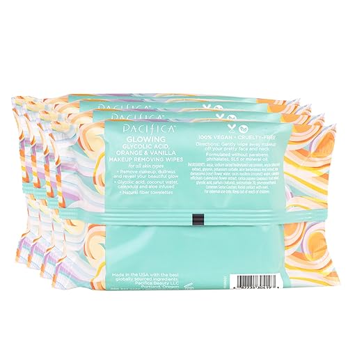 Miniatura 4 de Pacifica Beauty  Toallitas desmaquillantes brillantes  Ácido glicólico, agua de coco, infusión de aloe  Limpieza diaria + exfoliante  Cuidado de la