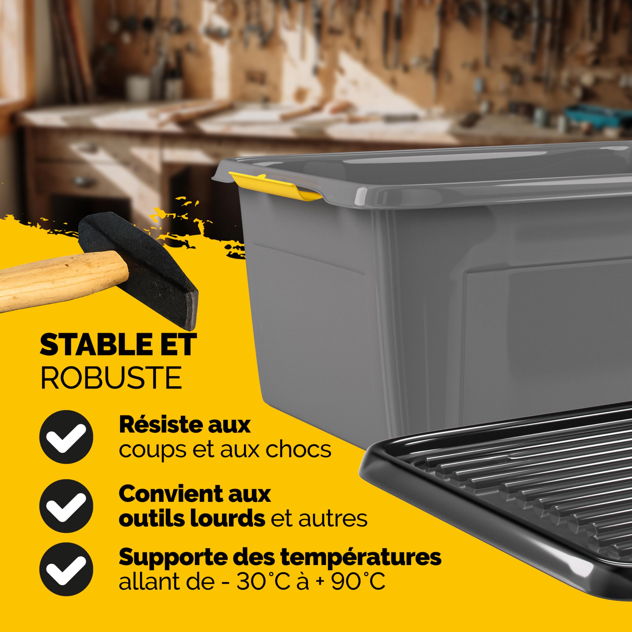 Monzana® 2x Caisse de rangement 40 L robuste avec couvercle hermétique et roulettes empilable sans BPA gain de place caisse de rangement organisateur