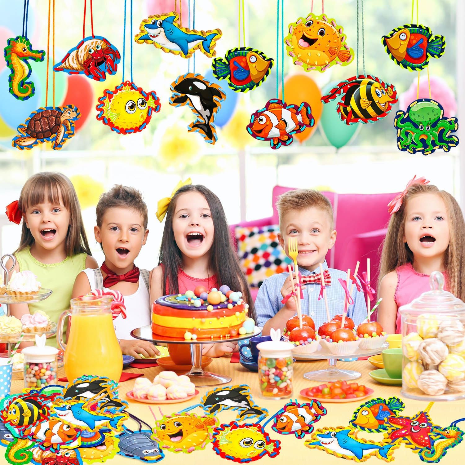 ZAUGONTW 12 Pcs Lacing Cards for Kids, Sea Animals Sewing Cards with 12 Colorful Laces, Thicken Double Sided Lacing Playing Games for Children Developing Imagination Education Supplies