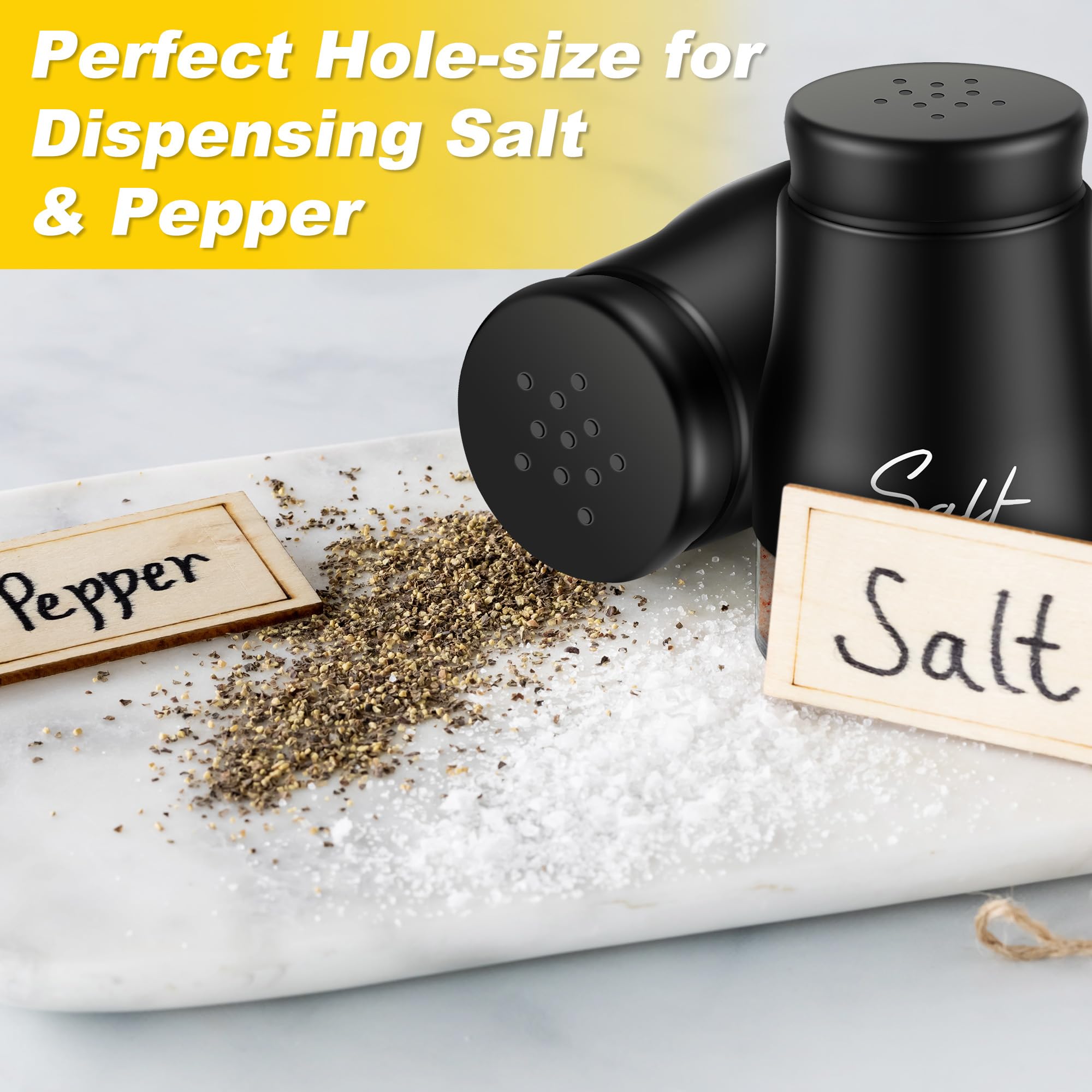 Set Saliera E Pepiera 2 Pezzi - Vetro 5 Once, Coperchio In Acciaio, Con Lettere S E P, Stile Ristorante