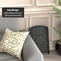 Vista 3 de Red Lantern Pantalla plegable de fibra de tejido de diamante corto de 2 pies - Negro - 4 paneles