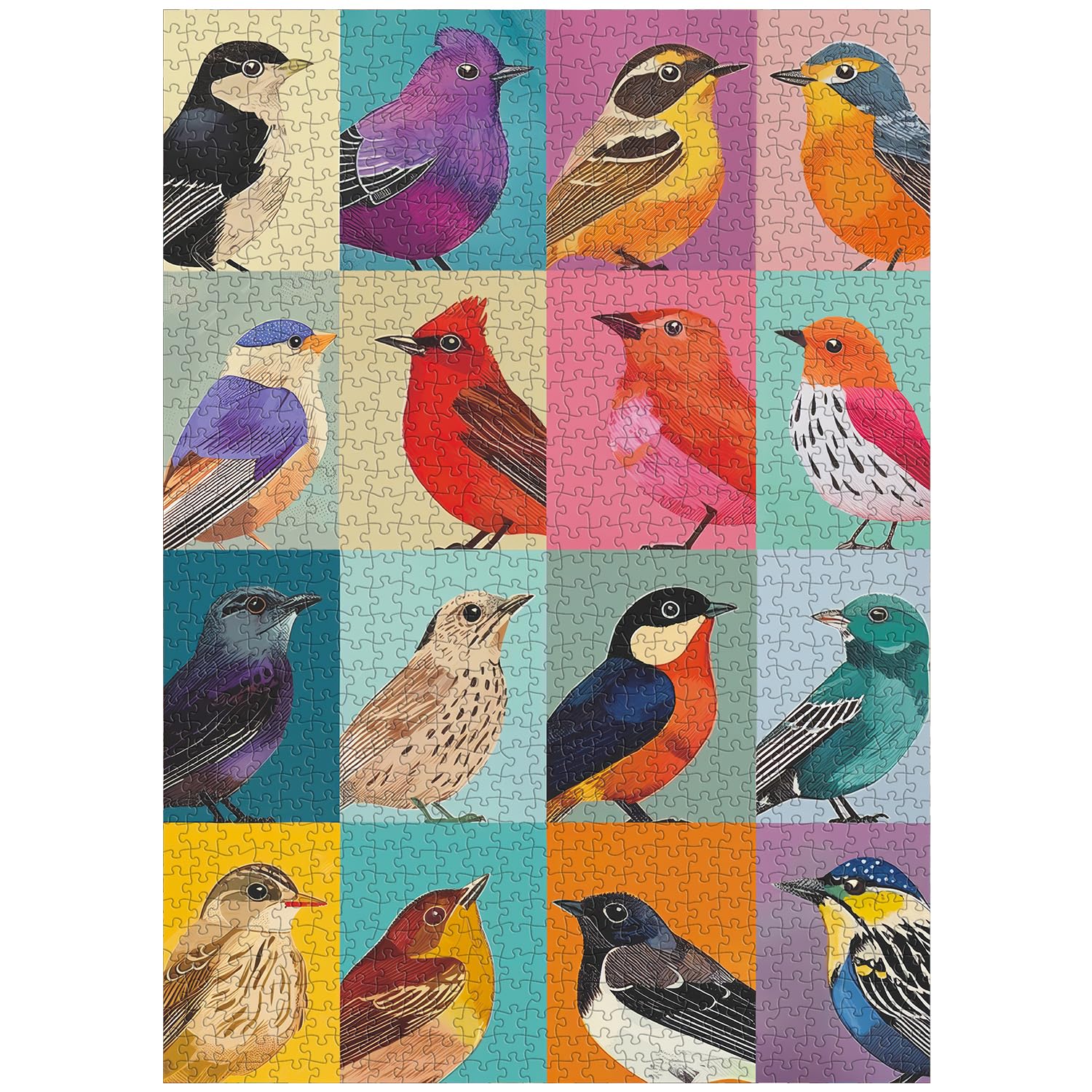 Bird Puzzles for Adults 1000 Pieces and Up, Animal Bird Puzzles Collects 16 Colorful Birds Collage Jigsaw Puzzle, Nature Spring Bird Puzzle as Home Wall Decor