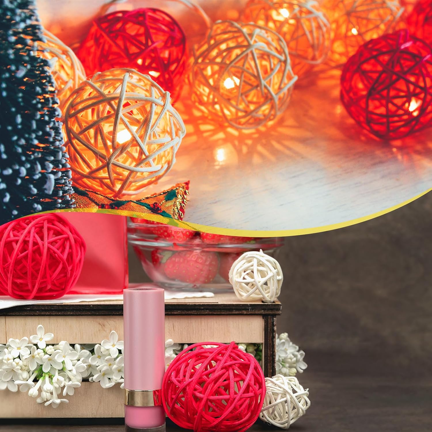 MECCANIXITY 24 Pcs Wicker Rattan Balls 2.4 Inch Rattan Decorative Balls Vase Fillers for Wedding Party Centerpiece Bowls Home Decoration, Black