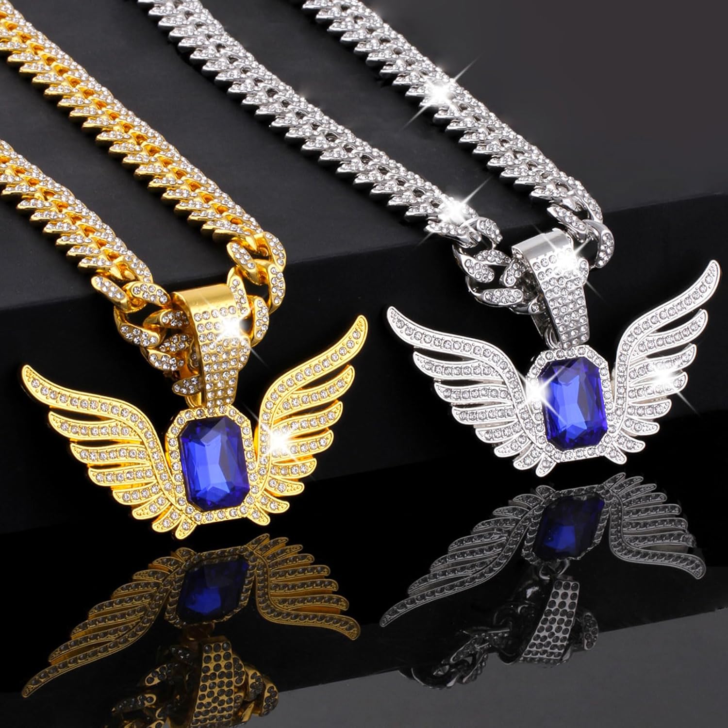 Iced Out Cuban Link Chain for Men, Miami Style Silver and Gold Plated Bling Necklace, Diamond Hip Hop Necklace - Image 5