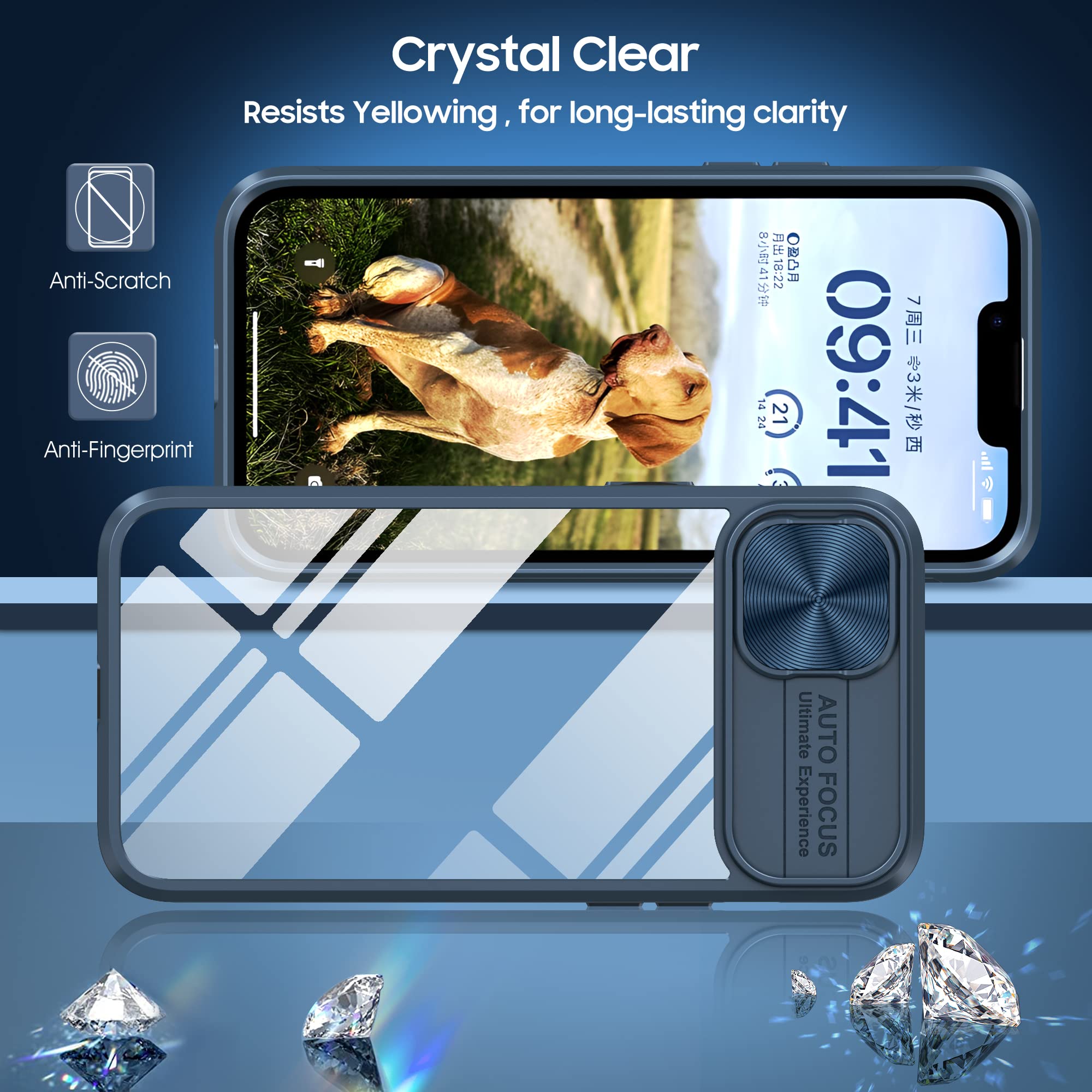 Handyhülle Für IPhone 15 Pro Mit Kameraschutzklappe – Stoßfeste Hybrid-Hülle Aus TPU & PC, Transparent Blau