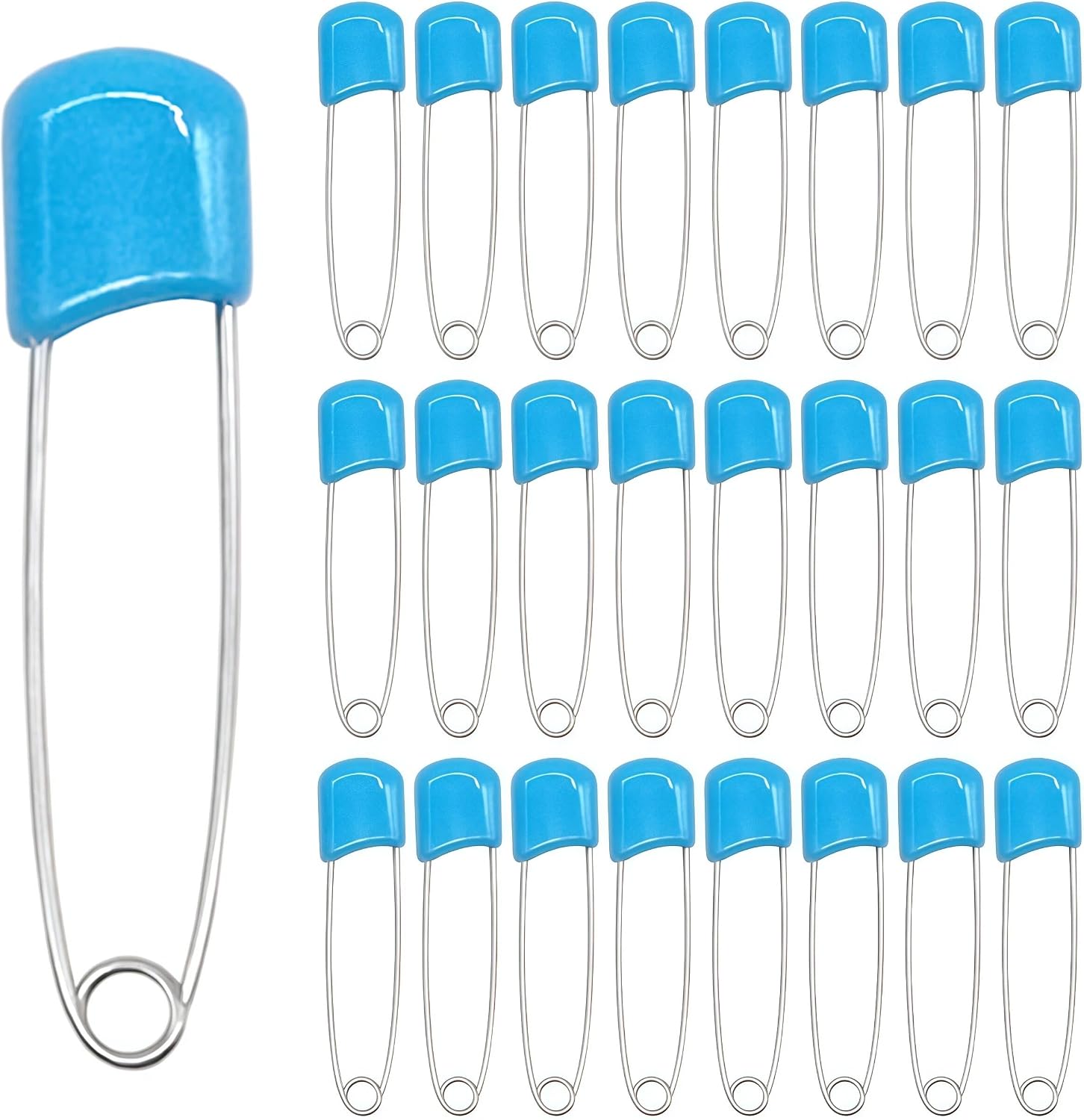 50 Pack Lockable Diaper Pins,Plastic Head Safety Nappy Pins Reusable Fastening Pins for Baby Care Craft Projects (Blue)