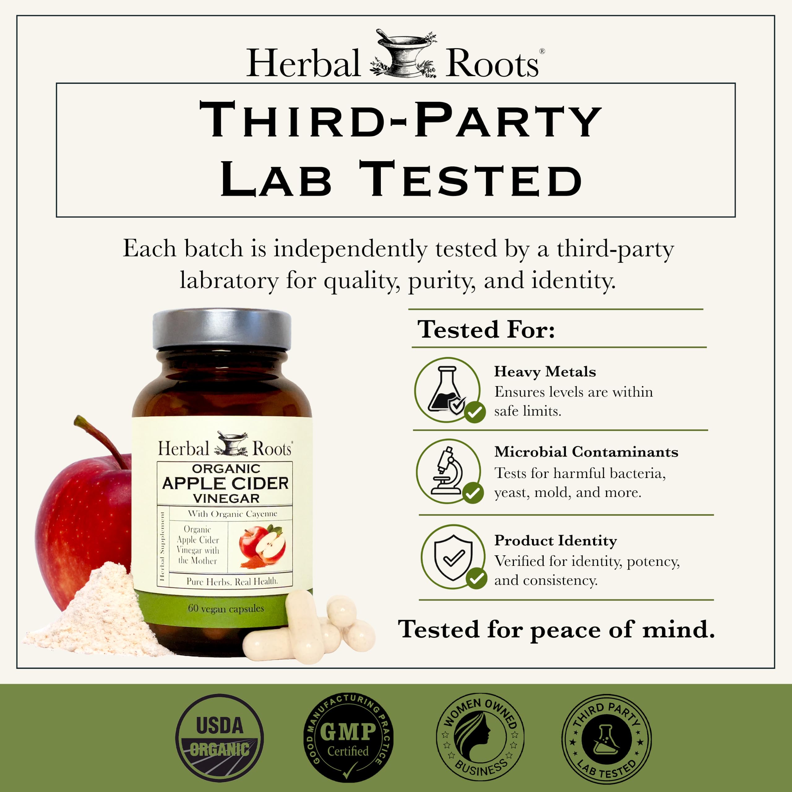 Herbal Roots Organic Apple Cider Vinegar Capsules with Mother - Pure Extra Strength - 60 Vegan Capsules — Amazon image 5