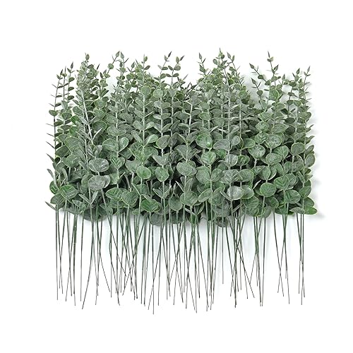 Fake Plants, 200Pcs Eucalyptus Stems Artificial Flowers, Fake Eucalyptus Leaves