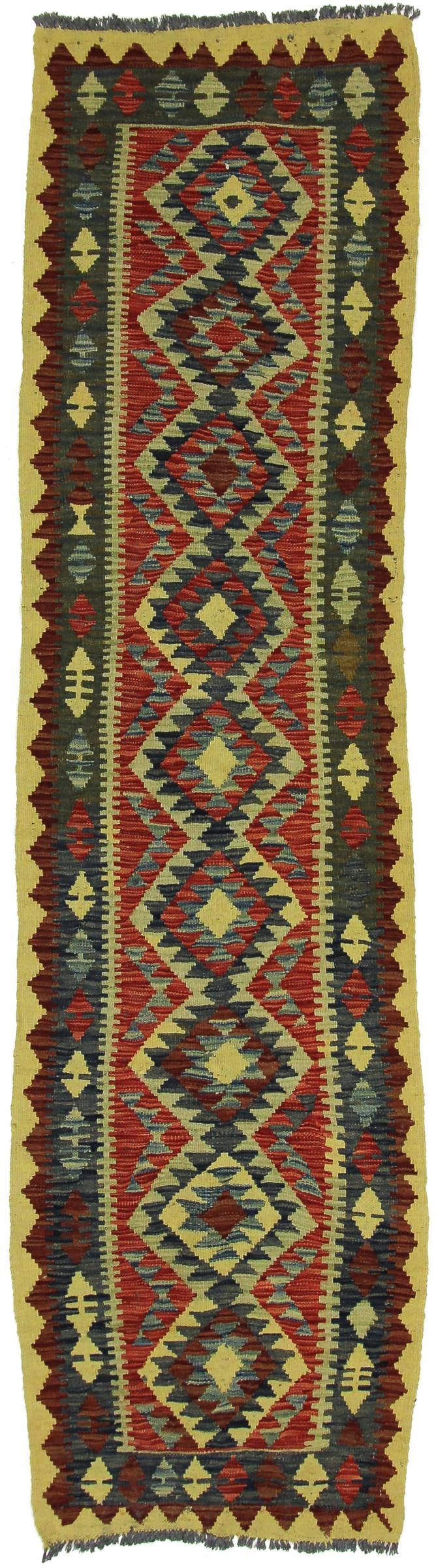 Tapis d'Orient Kilim afghan tissé main tapis de course en laine 74x292cm
