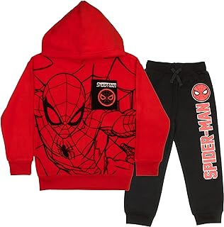 Spider-Man Graphic 2-Piece Set - Boys Fleece Pullover Hoodie & Jogger Pants 2-Pack Bundle Set for Kids and Toddlers