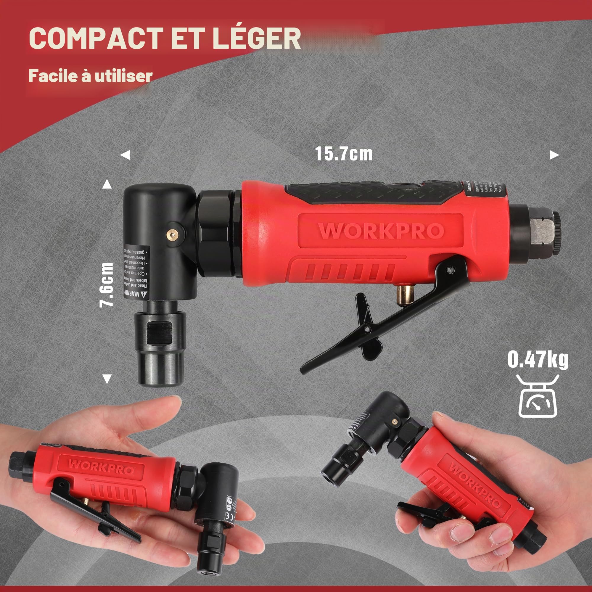 WORKPRO Meuleuse d'Angle à Air 6,3 mm (1/4") Multifonctionnelle