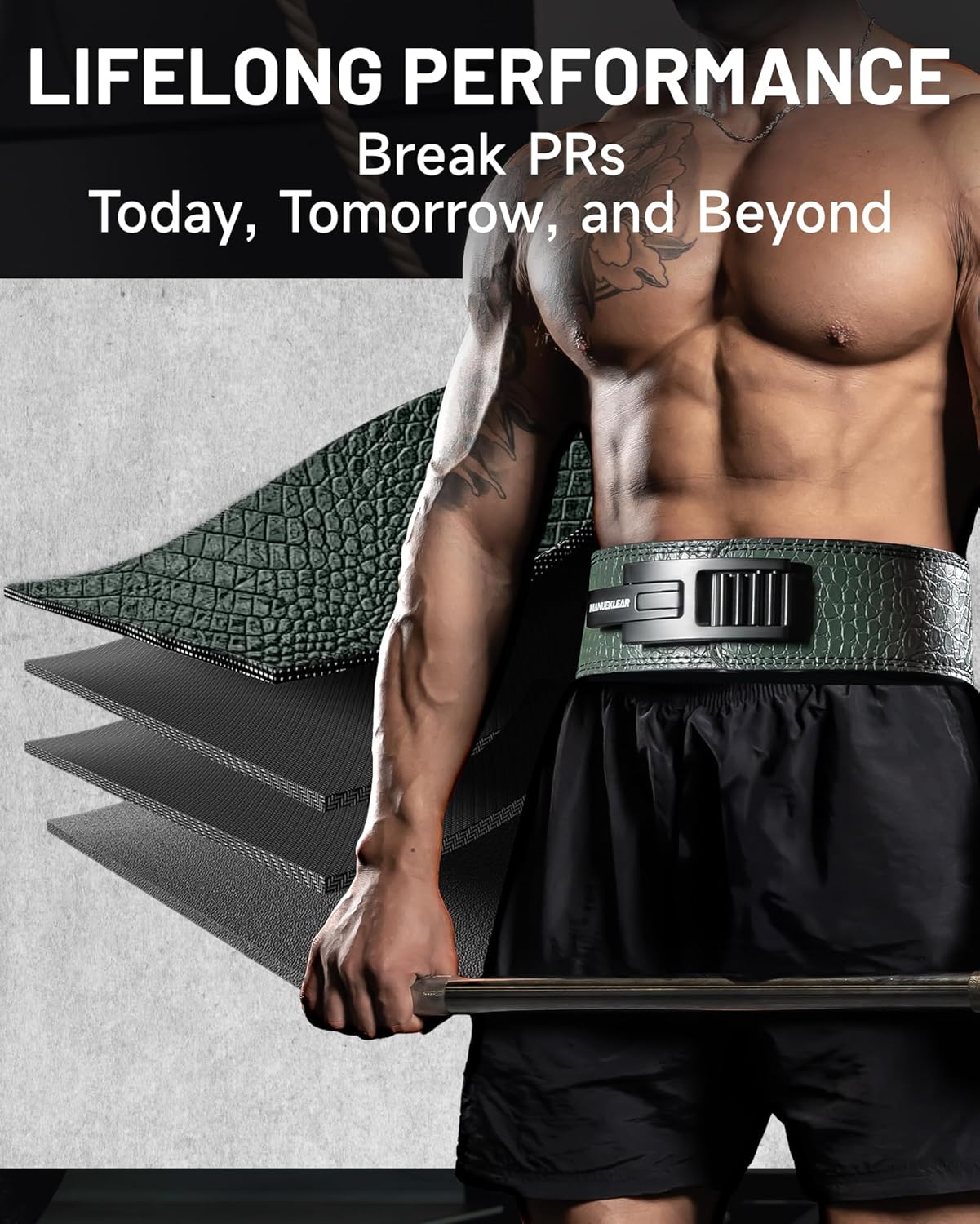 MANUEKLEAR Lifting Belt Lever for Men Women, 10mm Quick Locking Lever Belt Weightlifting with Adjustable Buckle, Lever Weight Lifting Belt for Powerlifting & Deadlifts - Image 5