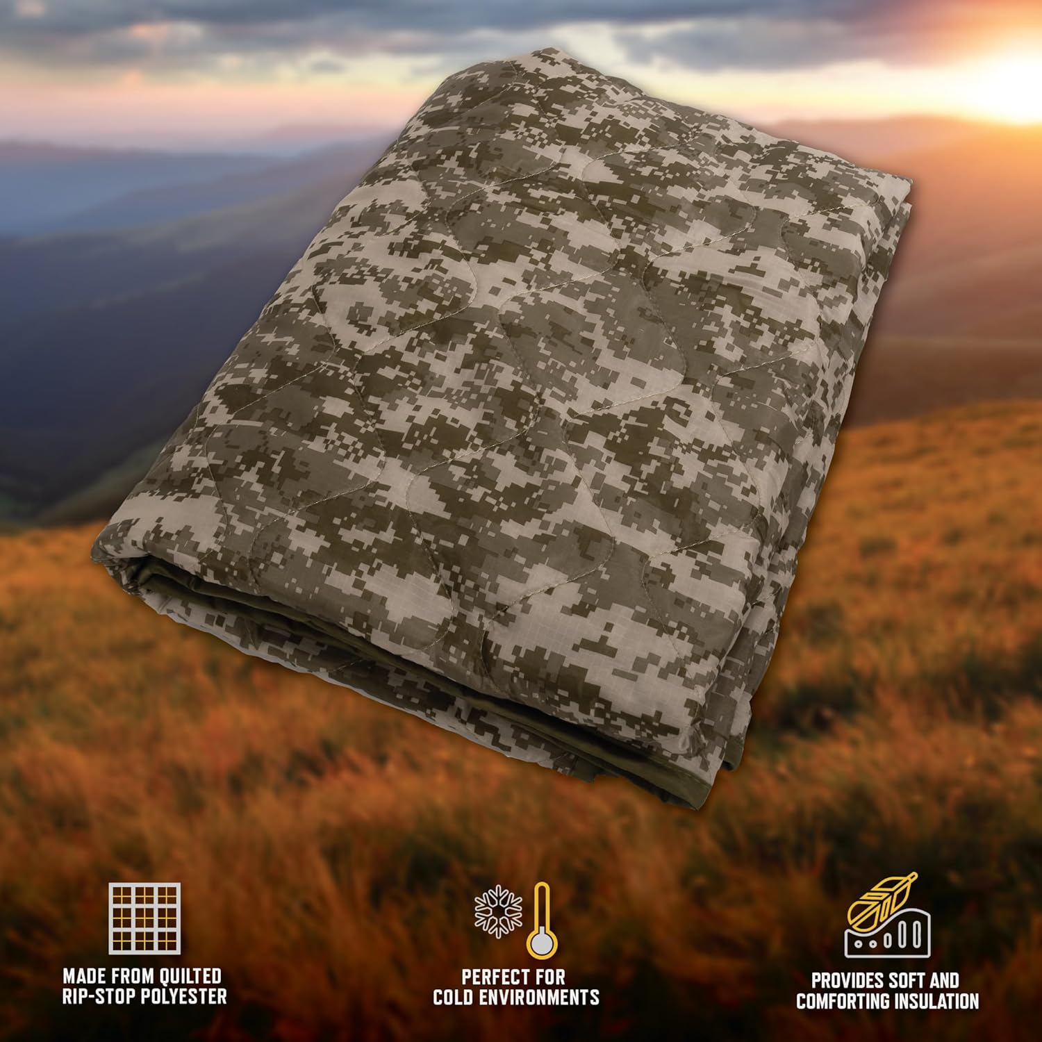 Rothco Camo Woobie Poncho Liner – Outdoor Quilted Camp Blanket Essential Field Gear